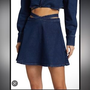 Le Jean Rosa Tie-Waist Denim Skirt French Indigo Wash size XS MADE IN USA